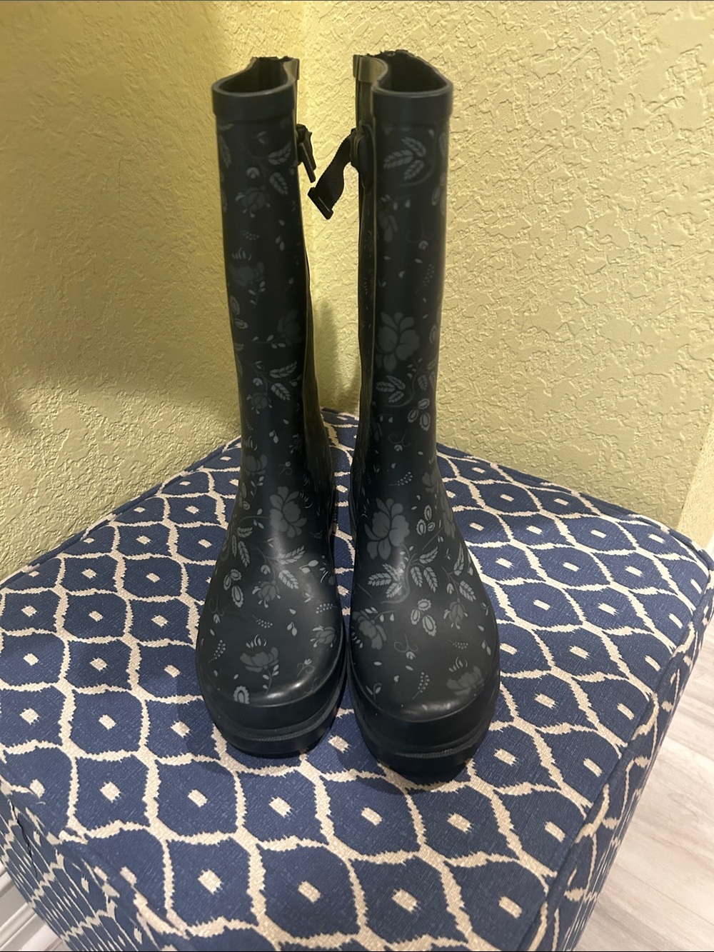 Western Chief Black Floral Tall Rain Boots